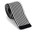 White and Black Vertical Striped Knit Tie