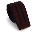 Brown and Blue Vertical Striped Knit Tie