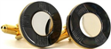 Gold and Black Circular Cufflinks