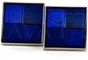 Enamelled Cufflinks with Four Blue Squares