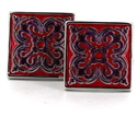 Abstract Red Enamel Square Cufflinks