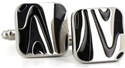 Silver and Black Enamel Square Cufflinks