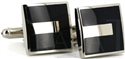 Silver and Black Enamel Square Cufflinks II
