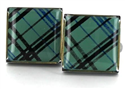 Caribbean Green Enamel Square Cufflinks