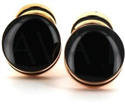 Black and Gold Double Ball Enamel Cufflinks