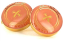 Gold and Coral Enamel Cufflinks