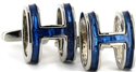 Blue Enamel H Cufflinks