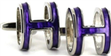 Purple Enamel H Cufflinks