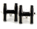 Black Enamel H Cufflinks