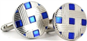Enamel Cufflinks with Blue Speckles