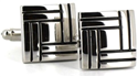 Enamelled Black Striped Cufflinks