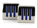 Triple Stripe Blue Enamel Cufflinks
