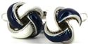 White and Navy Knot Cufflinks