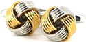 Striped Silver and Gold Knot Cufflinks