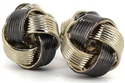 Silver and Black Striped Knot Cufflinks