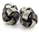 Black and Silver Striped Knot Cufflinks