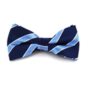 Dark Navy Blue Bow Tie with Light Blue Stripes