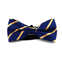 Dark Blue Bow Tie with Gold Stripes