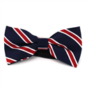 Deep Navy Blue Bow Tie with Red Stripes