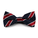Dark Blue Bow Tie with Garnet Stripes