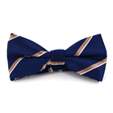 Blue Bow Tie with Gold and White Stripes