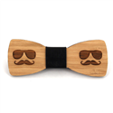 Bamboo Bow Tie with Glasses and Mustache