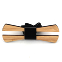 Hollow Bamboo and Leather Bow Tie