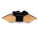 Bamboo Diamond Pattern and Leather Bow Tie