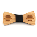 Bamboo Bow Tie with Hat and Mustache