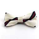 White Bow Tie with Blue and Red Stripes