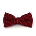 Burgundy Bow Tie with White Stripes