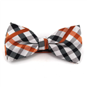 White, Black, and Orange Checkered Bow Tie