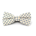 White and Blue Checkered Bow Tie