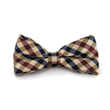 Golden, Burgundy, and Blue Checkered Bow Tie