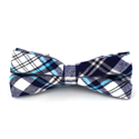 Blue and White Tartan Bow Tie