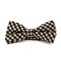 Beige and Black Gingham Bow Tie