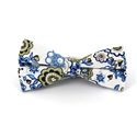 White and Blue Floral Bow Tie