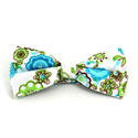 White and Light Blue Floral Bow Tie