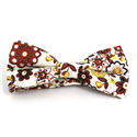 White and Brown Floral Bow Tie
