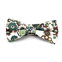White and Green Floral Bow Tie