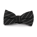 Grey Bow Tie with White Stripes
