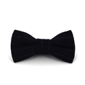 Dark Blue Wool Bow Tie with Grey Stripes