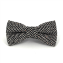 Grey and White Herringbone Wool Bow Tie
