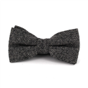 Black Herringbone Wool Bow Tie