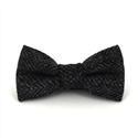 Black and Grey Herringbone Wool Bow Tie