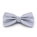Silver Checkered Solid Bow Tie