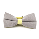 Solid Oxford Grey and Yellow Bow Tie