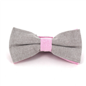 Solid Oxford Grey and Pink Bow Tie