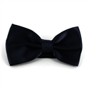 Dark Blue Satin Solid Bow Tie