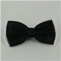 White and Black Satin Solid Bow Tie